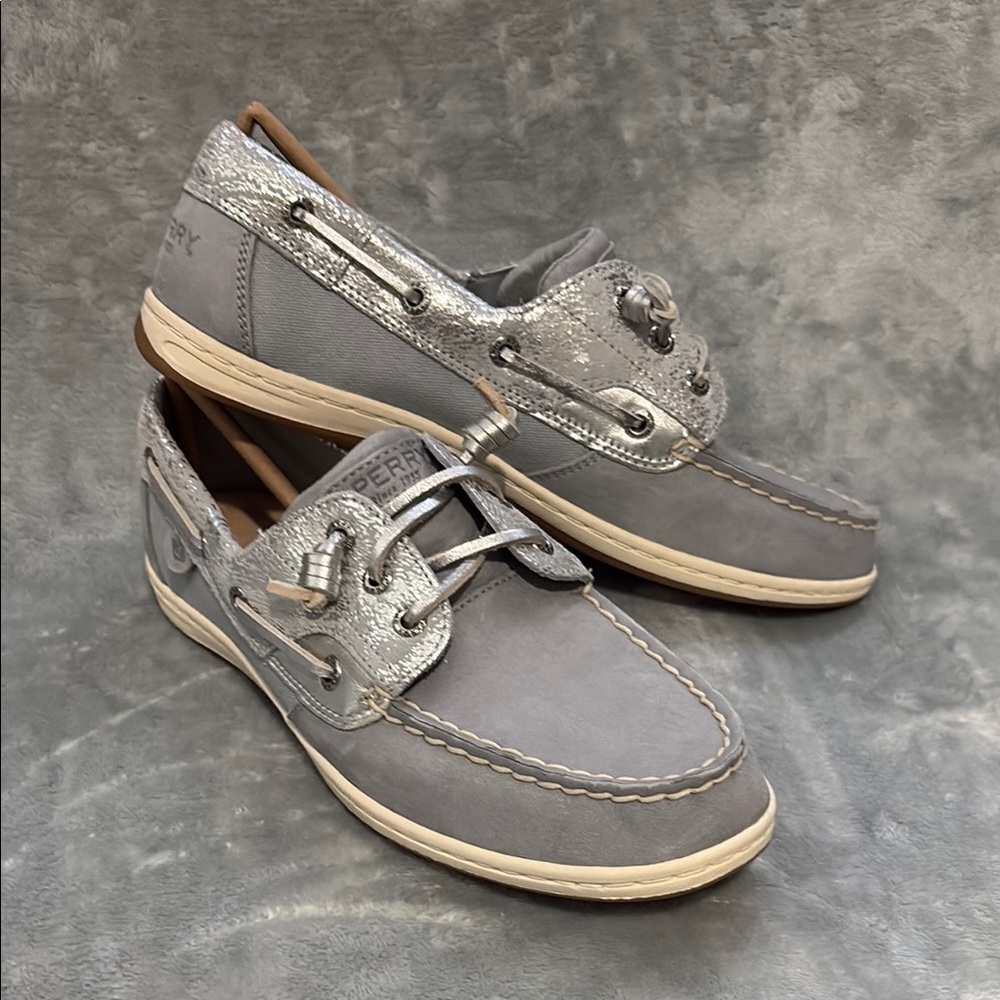 Sperry Women's Songfish Metallic Sparkle Boat Shoe with Laces
